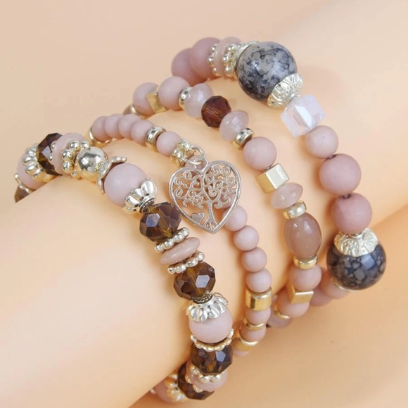 Tree of Life Heart Bead Bracelet Set - Picture 3 of 3